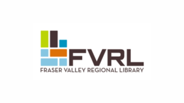 Letters "F" "V" "R" "L" with graphic blocks logo for Fraser Valley Regional Library