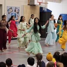 ATS Bhangra dance team preform for elementary school